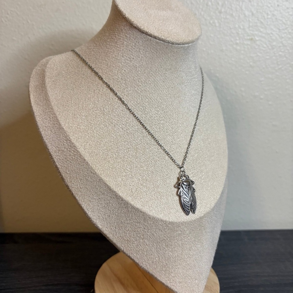 Handmade Silver Cicada Necklace | Waterproof & Tarnish Resistant - Picture 3 of 5